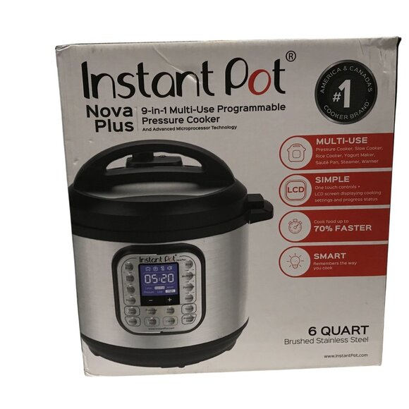 Instant Pot Nova Plus 9-in-1 Multi-Use Programmable Pressure Cooker 6 Quart Brus - Picture 1 of 7